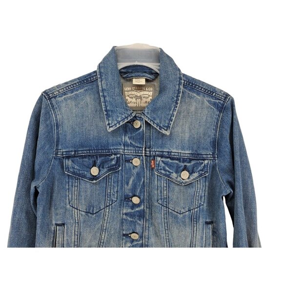 Levi Strauss Denim Jacket Women's Size Small Medium Wash - Picture 2 of 7